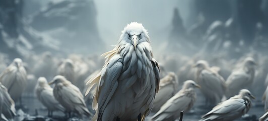 Tiny figures from life white Griffin,generative AI