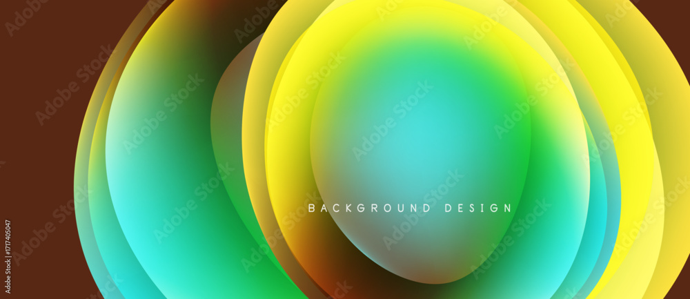 Poster abstract layers create vibrant circular design. colors blend, forming smooth gradients. modern aesth