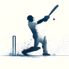 A cricket player hitting the ball with a bat during a cricket match illustration