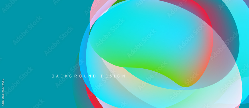 Aufkleber abstract colorful shapes overlap, creating vibrant visual effect. teal background complements flowin