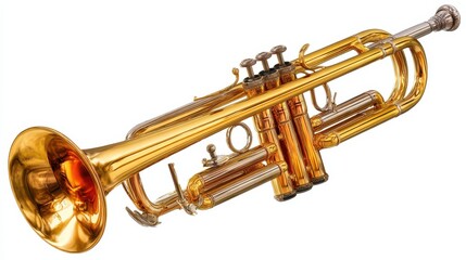 Obraz premium gold trumpet isolated on transparent background
