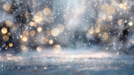 Obraz premium enchanting winter dreamscape with softly glowing bokeh and delicate snowfall effect capturing the essence of festive cheer and magical wonder in a sparkling abstract composition