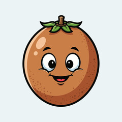 Obraz premium Cartoon sapodilla fruit with a happy face on a light blue background.