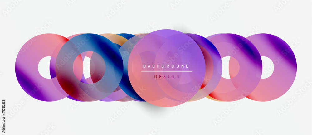 Poster abstract colorful circles overlap, creating vibrant visual effect. modern design elements suggest dy
