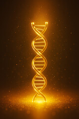 DNA Double Helix with Circuit Patterns – Cinematic Genetic Technology Concept on dark golden Tech Background	
