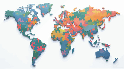 Obraz premium Colorful World Map Puzzle Artistic Illustration with Bright Colors