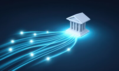 Fototapeta na wymiar Virtual bank or online banking, symbolizing modern banking technology without branches or physical locations. Digital banking.