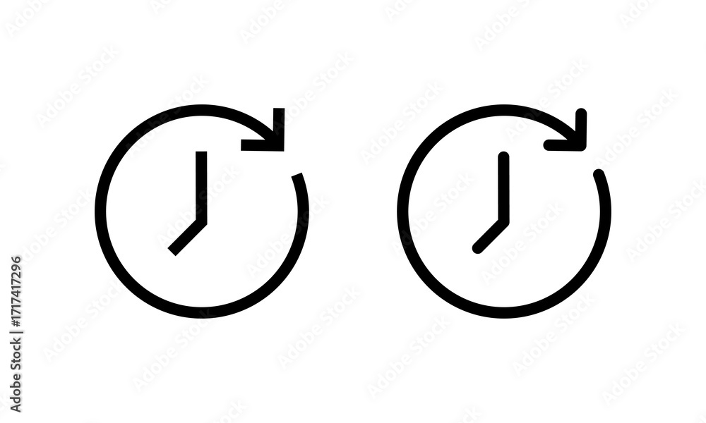 Poster history and recent activity icon. clock with circular arrow refresh symbol