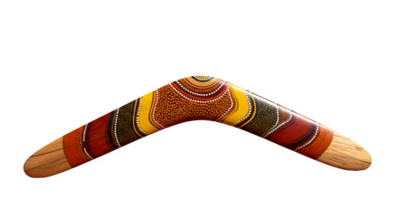 Traditional aboriginal boomerang isolated on transparent background for sport