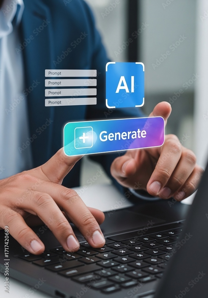 Poster conceptual ai generation for business innovation, ideal for marketing software solutions and tech au