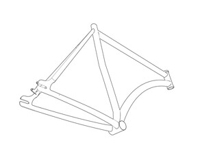 Fototapeta premium Bicycle Frame Schematic Diagram - Industrial Design and Prototype Model. Geometric Wireframe Outline Illustration for Vehicle Chassis Engineering, Manufacturing Process, and Future Design Concepts.