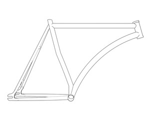 Fototapeta premium Bicycle Frame Schematic Diagram - Industrial Design and Prototype Model. Geometric Wireframe Outline Illustration for Vehicle Chassis Engineering, Manufacturing Process, and Future Design Concepts.