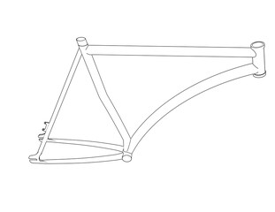 Fototapeta premium Bicycle Frame Schematic Diagram - Industrial Design and Prototype Model. Geometric Wireframe Outline Illustration for Vehicle Chassis Engineering, Manufacturing Process, and Future Design Concepts.