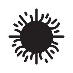 Obraz premium Flat Vector Abstract Sun Icon with Irregular Rays and Cardinal Lines on White Background
