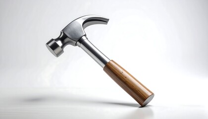 Chrome hammer with wooden handle, studio shot