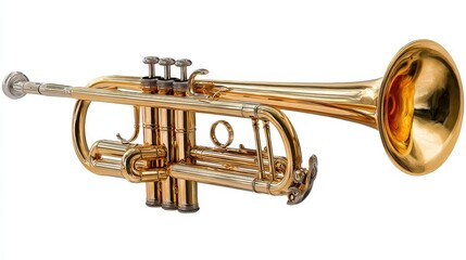 Naklejka premium gold trumpet isolated on transparent background