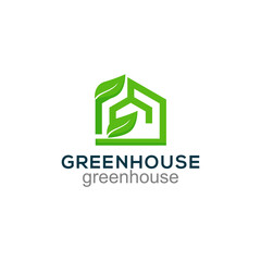 Fototapeta premium Greenhouse Leaf Eco Logo Template Vector