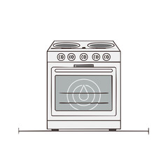 Obraz premium Illustrated oven appliance with heating elements, cooktop, and droplet icon, kitchen appliance