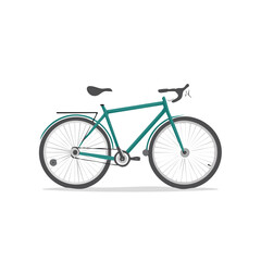 Fototapeta premium Classic Teal Commuter Road Bicycle with Rear Rack Flat Vector Illustration