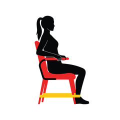Fototapeta premium Vector art of silhouette of woman doing leg exercise with resistance band