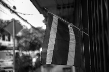 Thailand Flag on the street black and white style