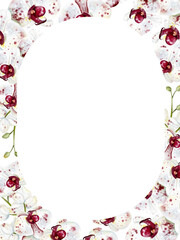 Wedding invitation card with red orchid flowers.
