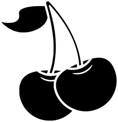 food illustration cherry silhouette fruit logo organic icon fresh outline ripe dessert natural leaf berry green diet delicious juicy shape with vector graphic background