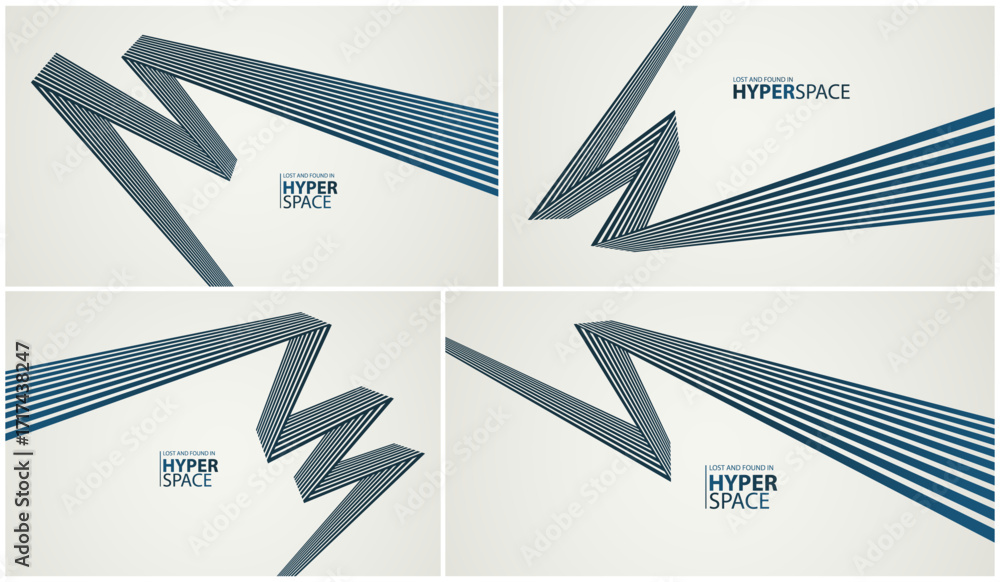 Poster \3d lines in impossible perspective vector minimal abstract background set, force and energy in dyna