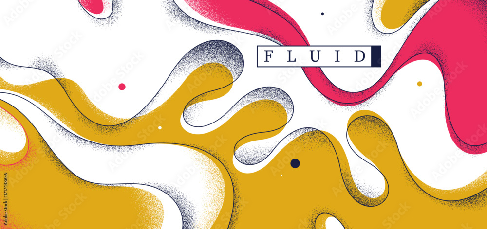 Poster dynamic and expressive vector happy abstract background of lava fluid in dynamic motion, linear illu