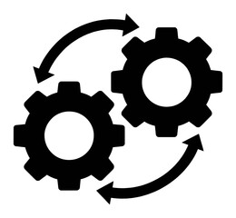 Interlocking Gears with Circular Arrows Symbolizing Process and Workflow