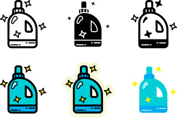 liquid soap icons set monochrome and colorful variations