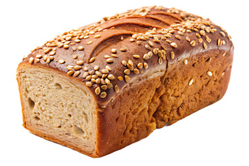 Rectangular Loaf Of Bread With Sesame Seeds Isolated On White sliced food isolated on a transparent background