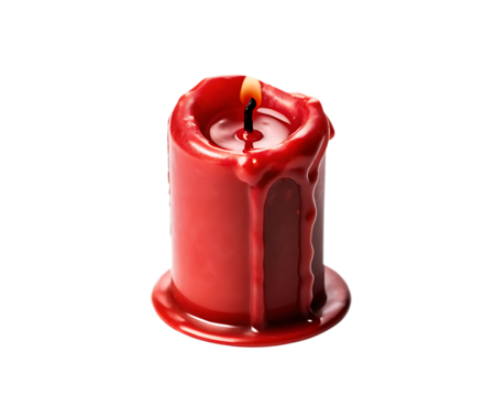 Red Candle with Molten Wax and Flame on Background dripping melted isolated on a transparent background - Powered by Adobe