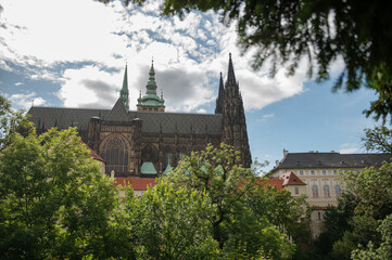 St. Vitus Cathedral in Prague Castle complex, Gothic landmark in Prague, Czech Republic.
