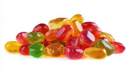 Vibrant jelly candies on white background. AI image