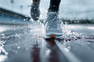Minimalist Close-Up of Runner&rsquo;s Shoes in Motion with Dynamic Blur