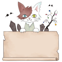 ハロウィン　ゾンビ　猫