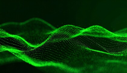 Abstract green wave of particles