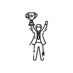 Businessman Holding Victory Trophy Icon