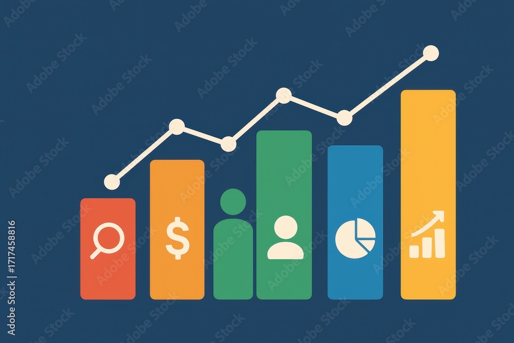 Aufkleber data-driven insights: a striking graphic of bar charts and line graphs, showcasing key performance i
