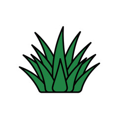 Green grass clump illustration with black outline on a white background.