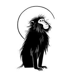 Obraz premium Macaque. Macaque simple black and white line art vector logo