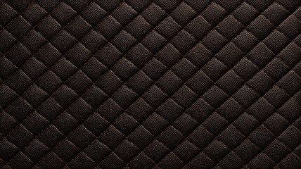 Close-up of quilted dark brown leather texture. AI image