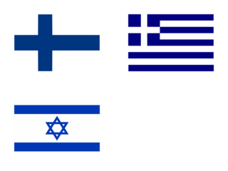 blue and white flags - finland, greece, israel - isolated vector