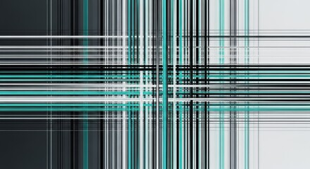 Modern Digital Plaid Texture: A contemporary abstract background with a digital plaid or tartan pattern in teal, white, and black, a modern take on a classic design.