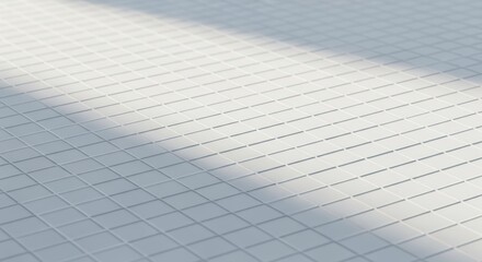 White Tiled Floor with Window Shadow: A clean and minimalist background of a white tiled floor with a strong, linear shadow from a window, creating a serene and bright interior scene.