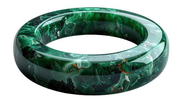 Emerald green ring with swirling patterns