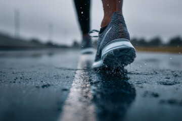 Minimalist Close-Up of Runner’s Shoes in Motion with Dynamic Blur