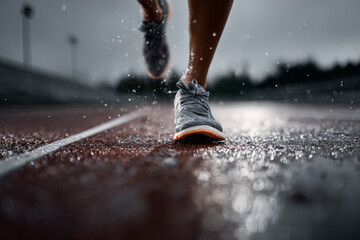 Minimalist Close-Up of Runner’s Shoes in Motion with Dynamic Blur