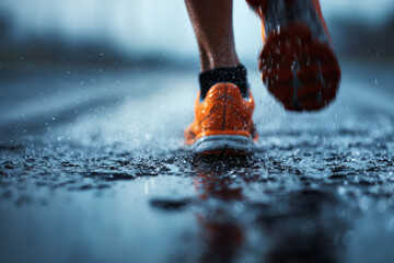 Minimalist Close-Up of Runner’s Shoes in Motion with Dynamic Blur